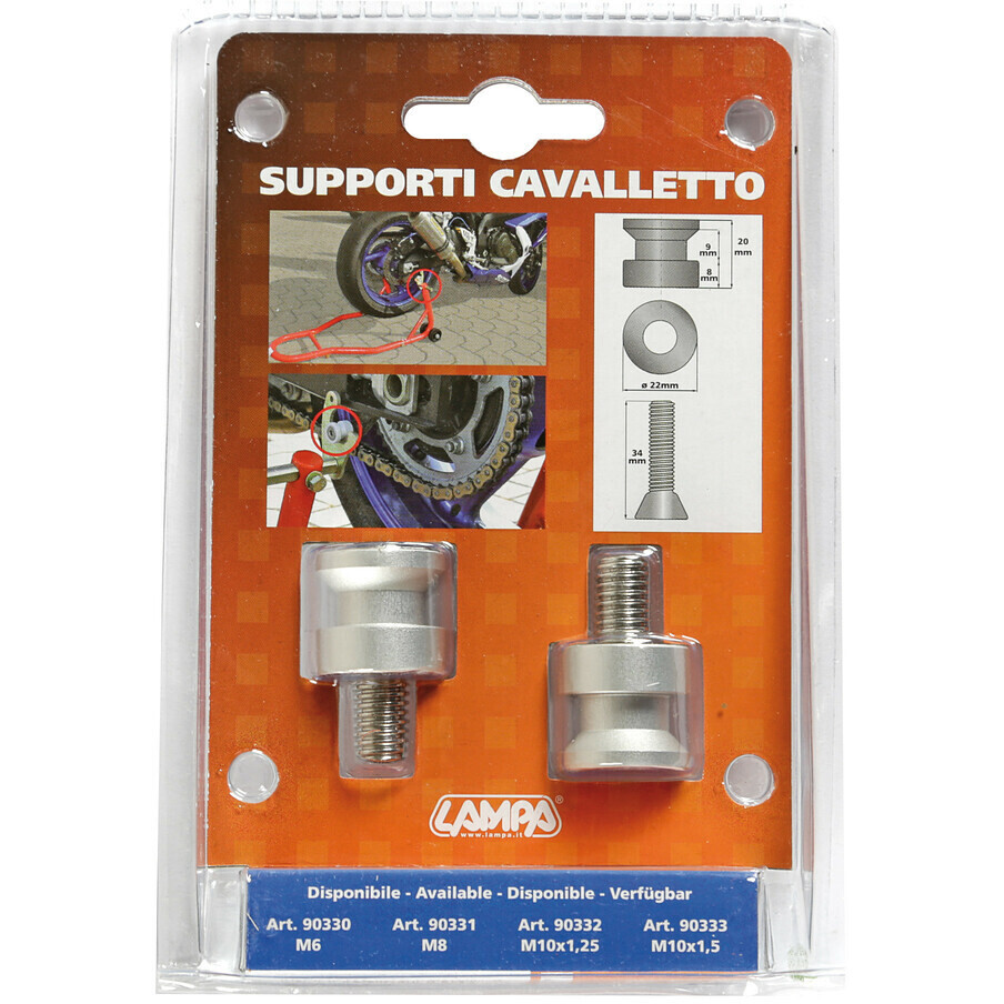 Paire de supports de lampe - M10 x 1,50 mm - Aluminium