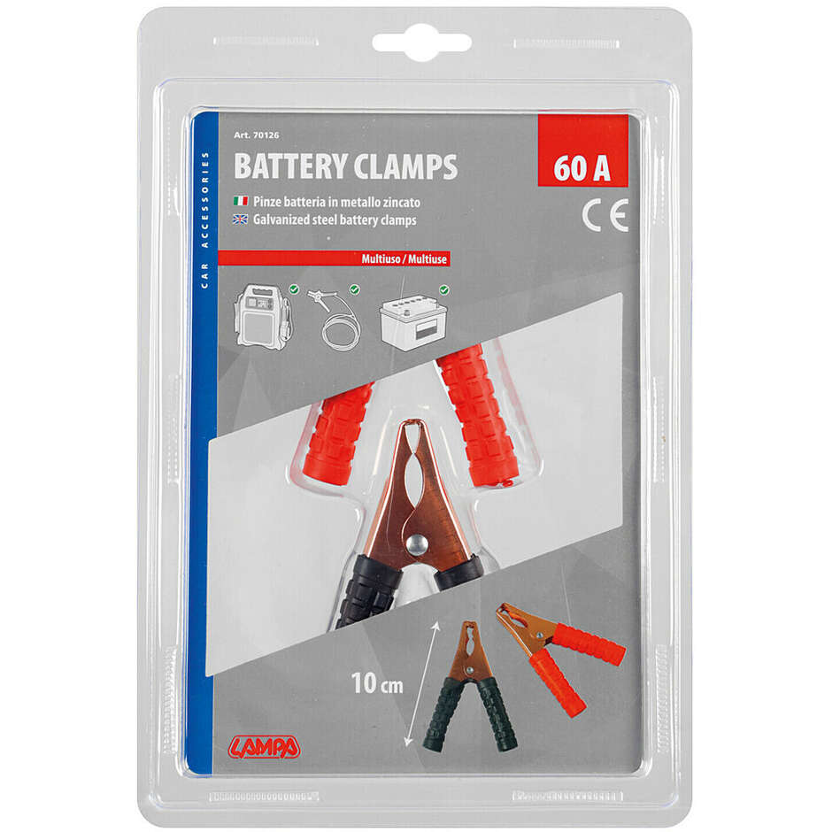 Pair of Lampa Motorcycle Battery Clips 10 cm - 60A