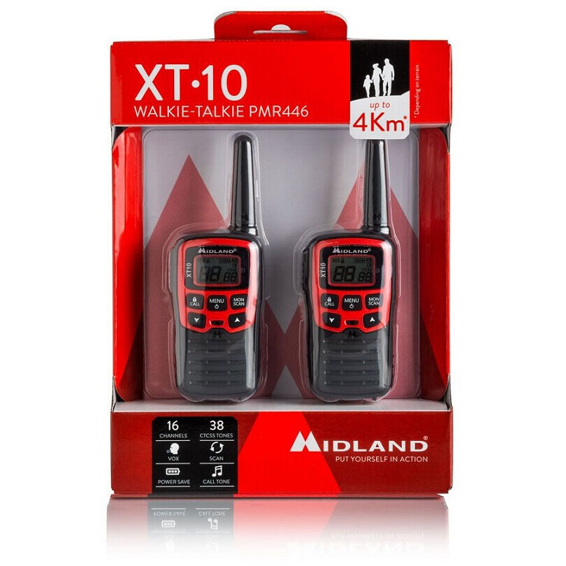 Pair of Midland XT-10 Red Transceivers 4 km