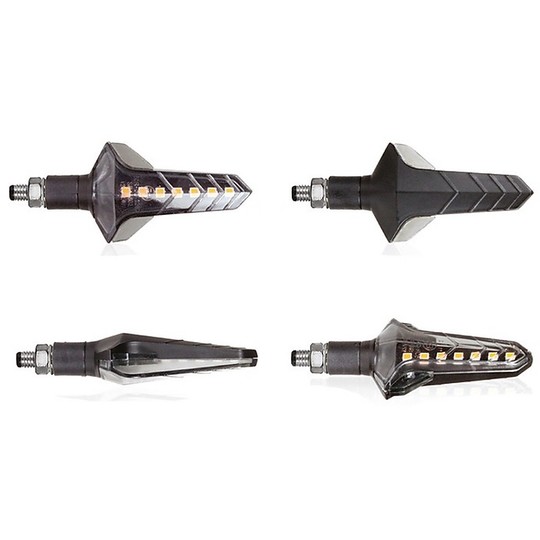 Pair Of Motorcycle Arrows Chaft WAPON Led Sequential Black Transparent