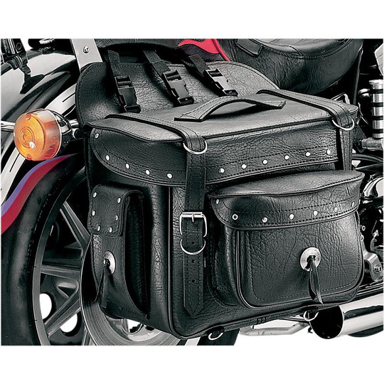 Pair of Removable Side Motorcycle Bags All American Rider Box-Style XXL With Rivets