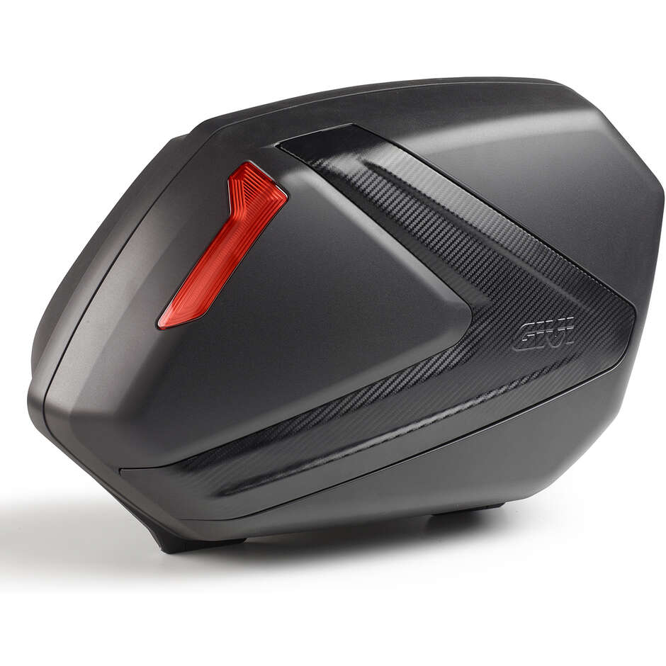 Pair of Side Cases Givi V37NN Monokey Side 37 Lt. Black Cover Carbon Look Red Reflectors