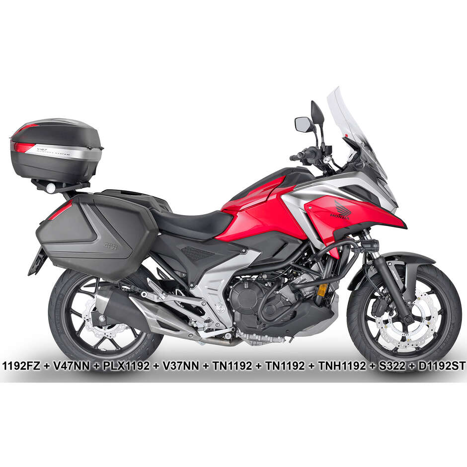 Pair of Side Cases Givi V37NN Monokey Side 37 Lt. Black Cover Carbon Look Red Reflectors