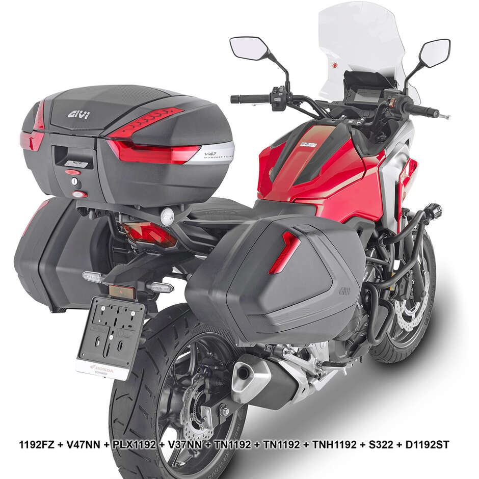 Pair of Side Cases Givi V37NN Monokey Side 37 Lt. Black Cover Carbon Look Red Reflectors