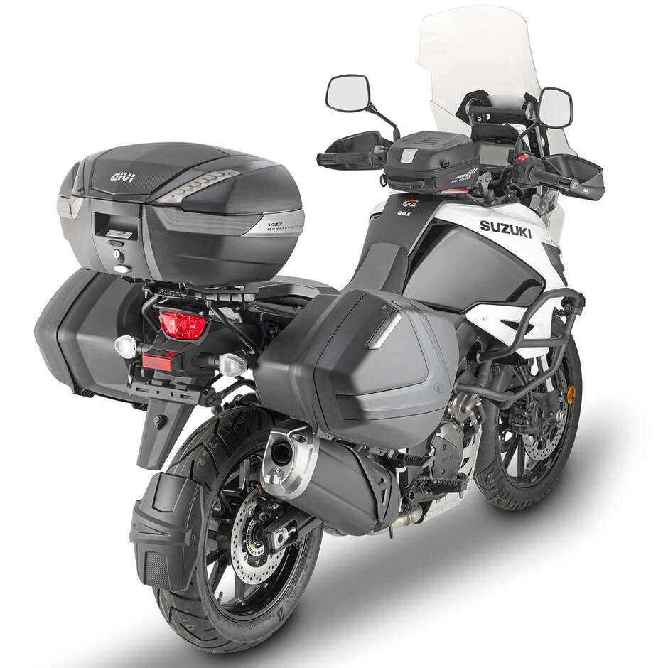Pair of Side Cases Givi V37NNT Monokey Side 37 Lt. Black Cover Carbon Look Reflectors Fumè
