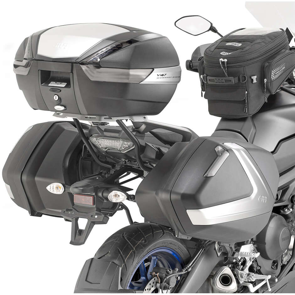 Pair of Side Cases Givi V37NT Monokey Side 37 Lt. Black Cover Matt Silver Reflex reflectors Fumè