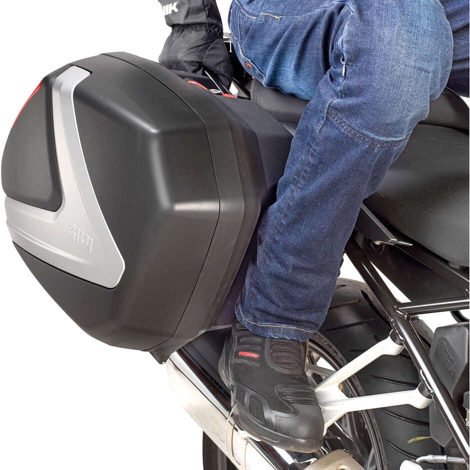 Pair of Side Cases Givi V37NT Monokey Side 37 Lt. Black Cover Matt Silver Reflex reflectors Fumè