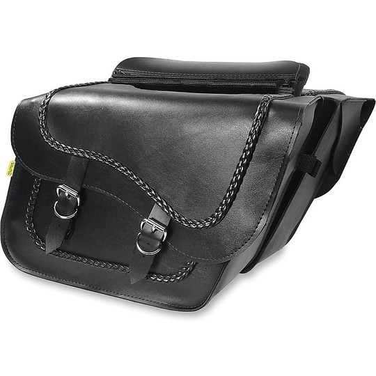Pair of Willie & Max Incline Side Motorcycle Bags With Braided Edges