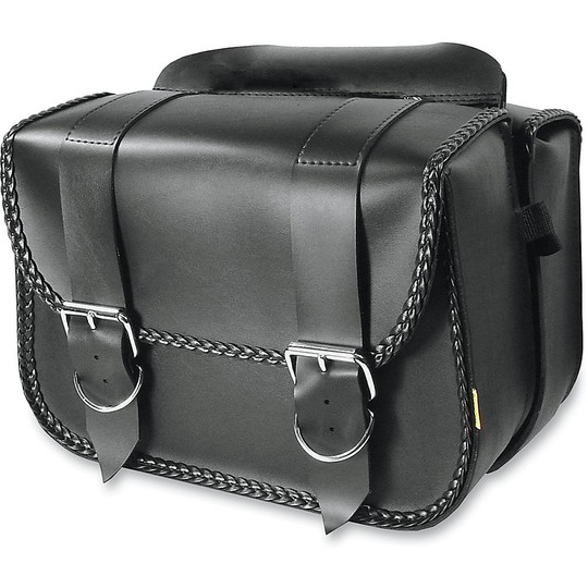 Pair of Willie & Max Touring side motorcycle bags with braided edges