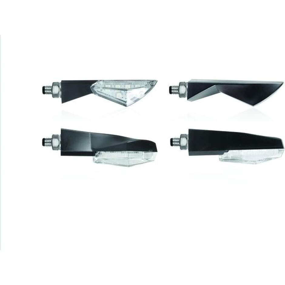 Paire De Flèches Moto Chaft Zoom In Led Noir Réflecteur Transparent