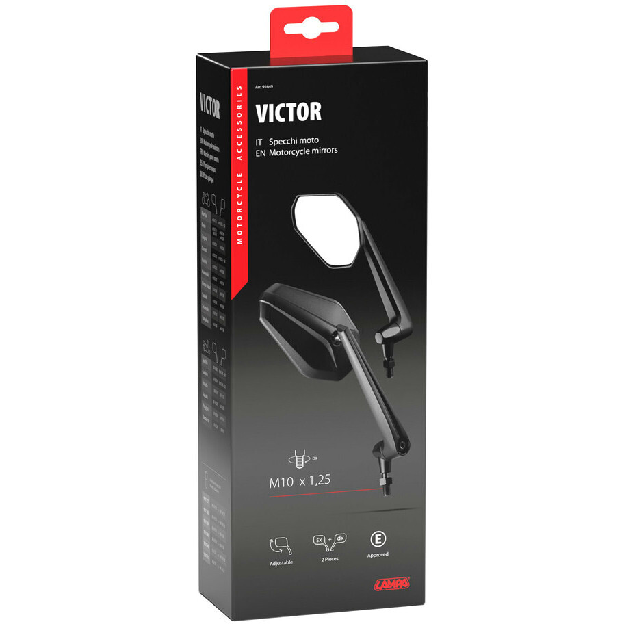 Paire de rétroviseurs Lampa Victor noirs pour moto