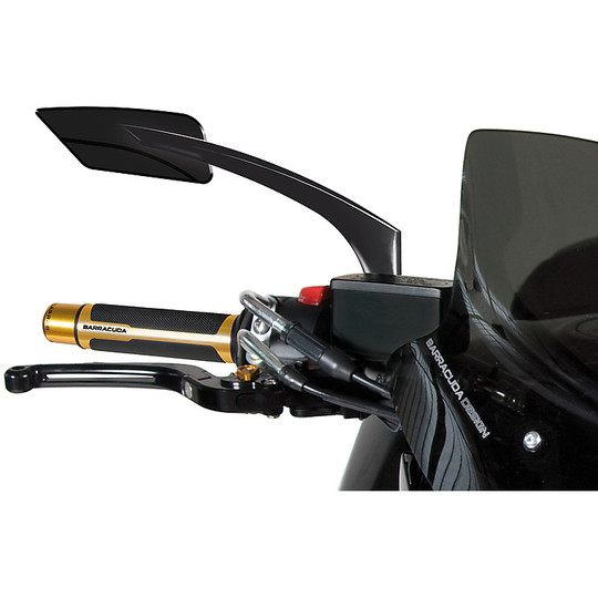 Paire de rétroviseurs moto BARRACUDA en aluminium E-Version Alux Black