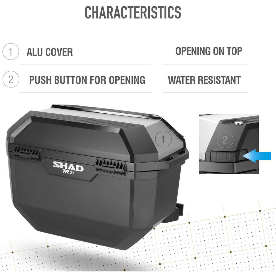 Paire de valises latérales moto Shad TR27 avec couvercle en aluminium - Système 4P/3P
