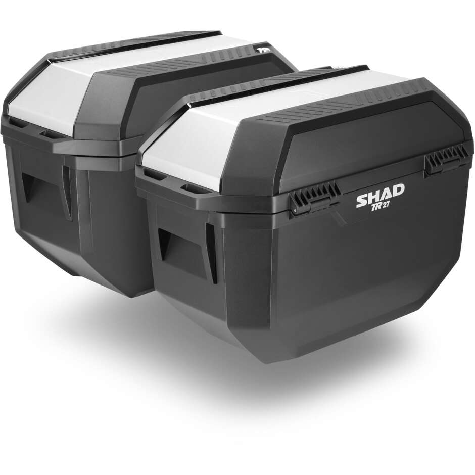 Paire de valises latérales moto Shad TR27 avec couvercle en aluminium - Système 4P/3P