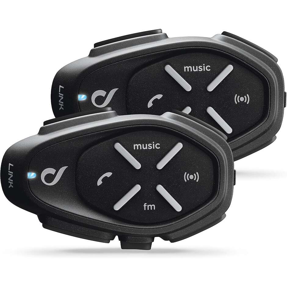 Paire d'interphones moto CellularLine LINK HD double Bluetooth - Haut-parleurs HD 40 mm