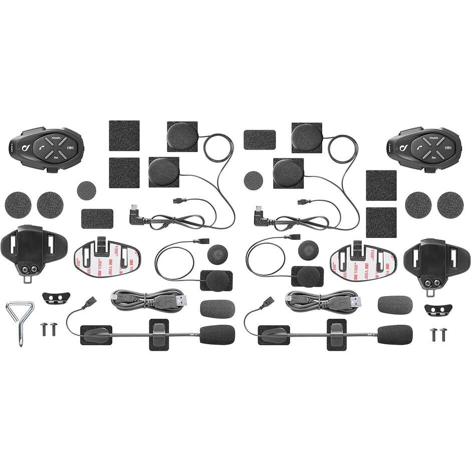 Paire d'interphones moto CellularLine LINK HD double Bluetooth - Haut-parleurs HD 40 mm