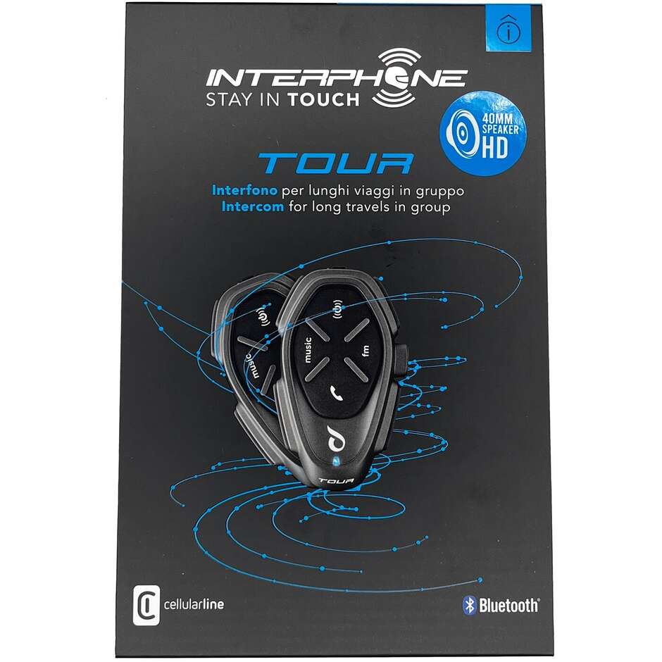 Paire d'Interphones Moto Double Celllular Line TOUR HD - Haut-parleurs HD 40 mm