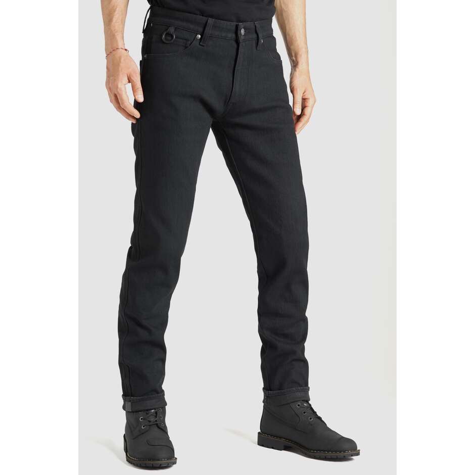 Pando Moto Jean de moto coupe slim Dyneema STEEL BLACK 02 - L32 pour hommes