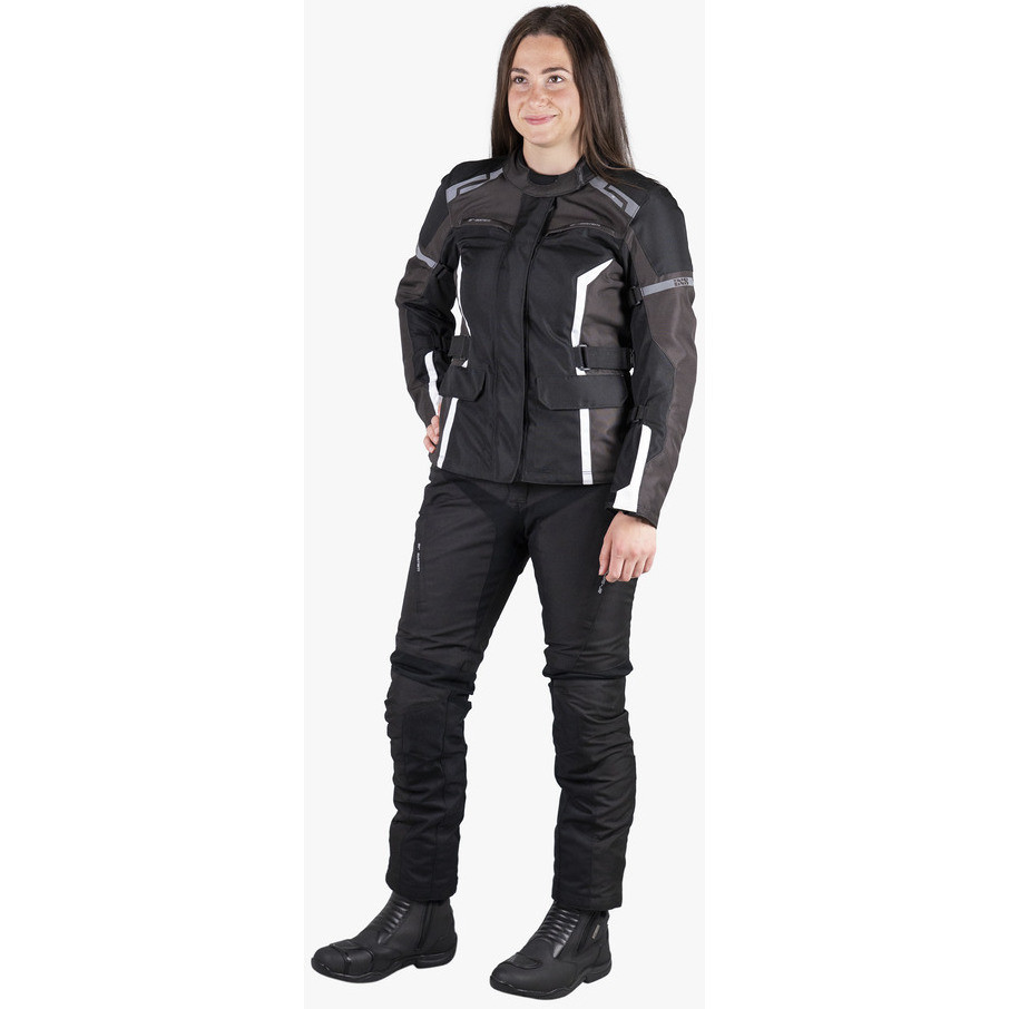 Pantalon de moto allongé pour femme en tissu noir Ixs TROMSO-ST 2.0