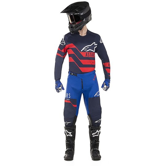 Pantalon de Moto Alpinestars RACE FLAGSHIP Cross Enduro Bleu Marine Rouge