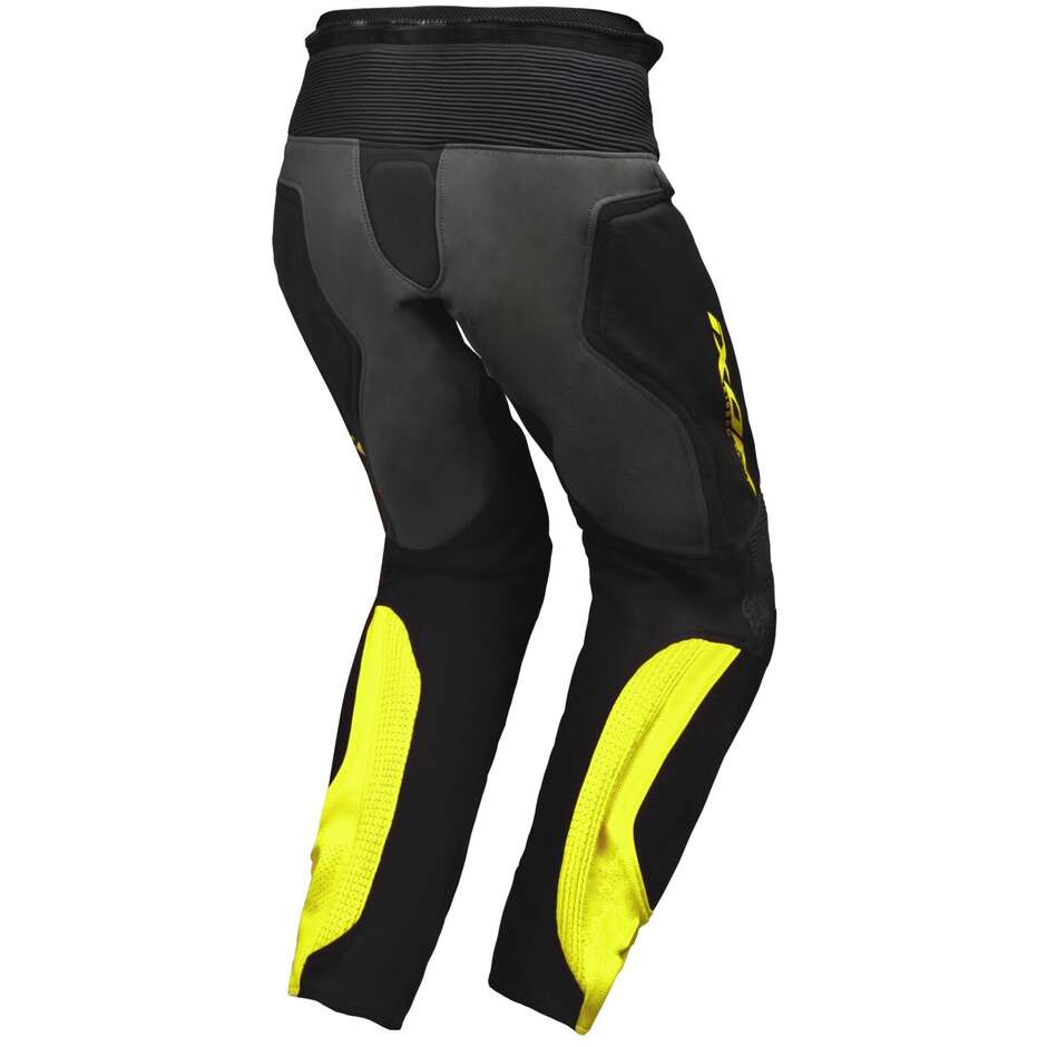 Pantalon de moto en cuir Ixon VENDETTA PT EVO Noir Anthracite Jaune