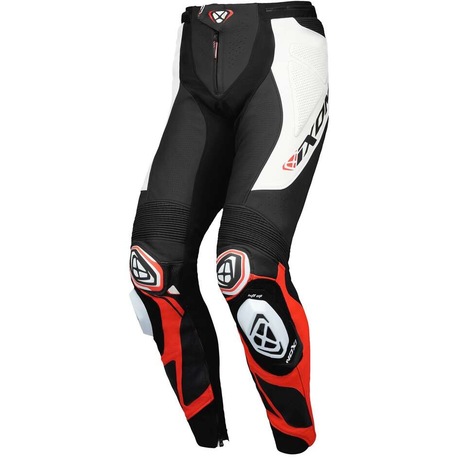 Pantalon de moto en cuir Ixon VORTEX 3 PT noir blanc rouge