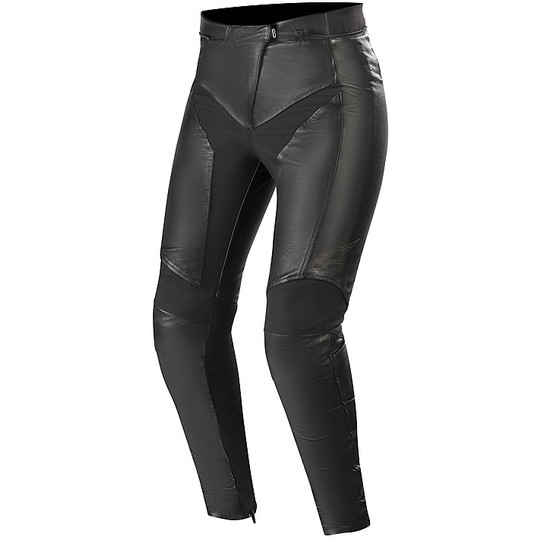 Pantalon de moto en cuir personnalisé Alpinestars Stella VIKA v2 pour femmes Noir