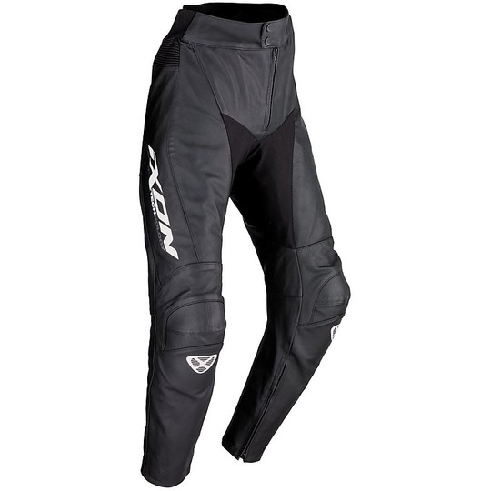 Pantalon de moto en cuir véritable Ixon Fueller 2.0 noir blanc
