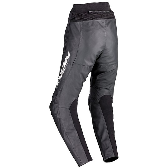 Pantalon de moto en cuir véritable Ixon Fueller 2.0 noir blanc