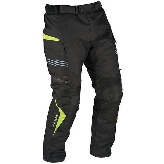 Pantalon de moto en tissu technique A-pro modèle Toktam noir jaune