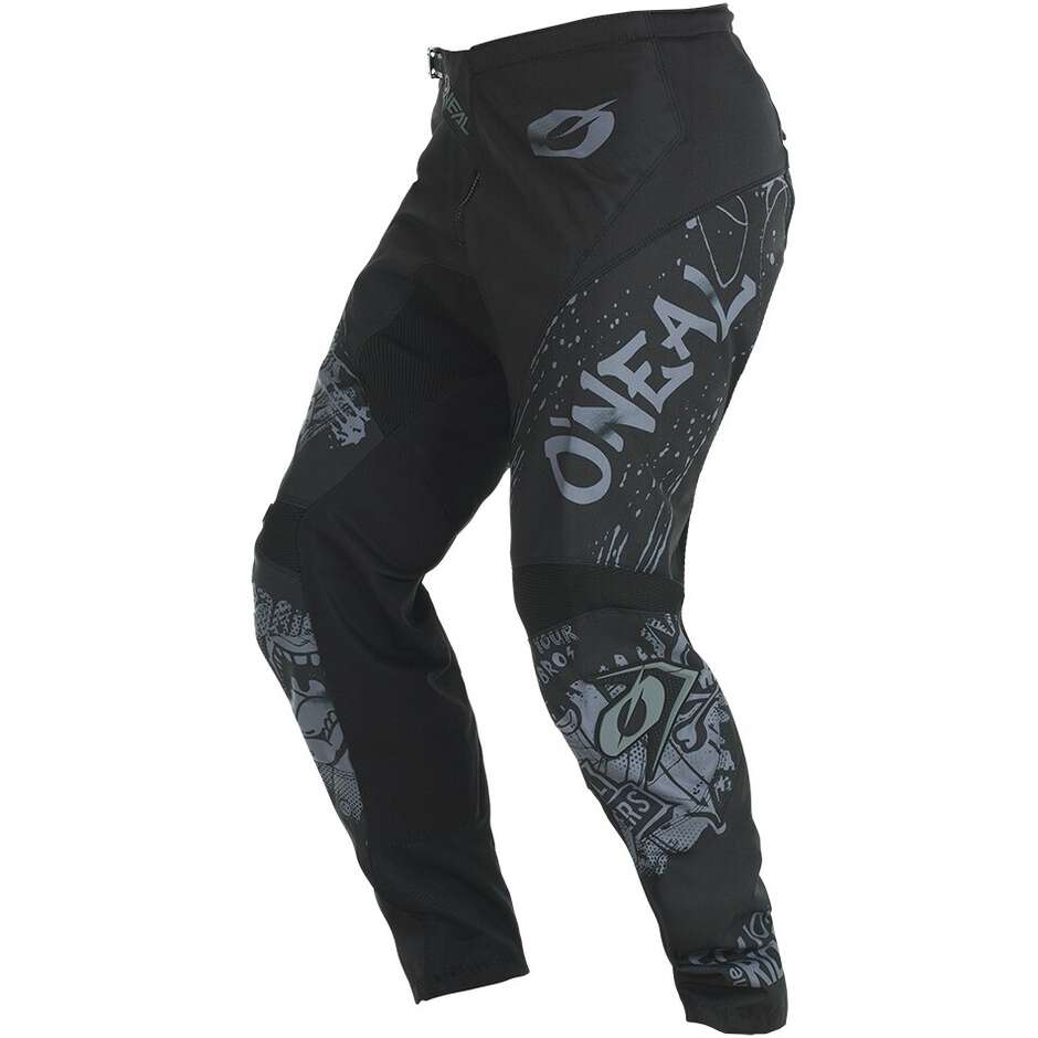Pantalon de moto enduro cross Oneal ELEMENT RANCID pour enfants, noir/gris