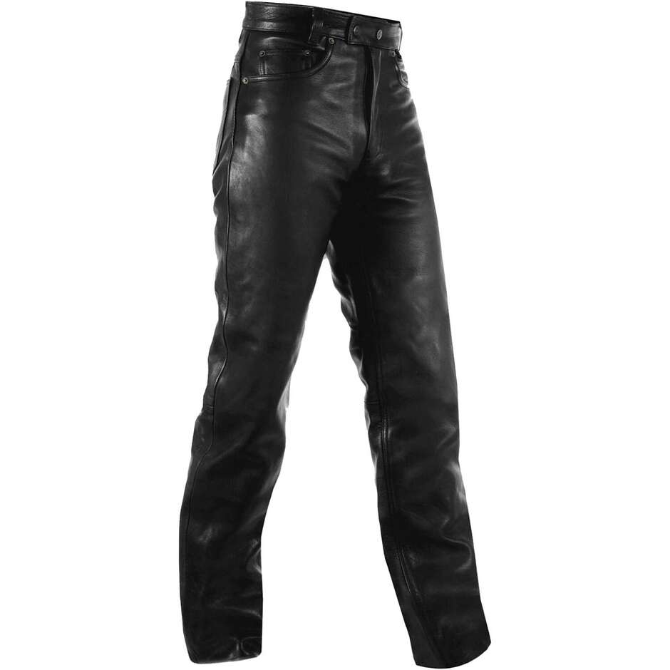 Pantalon de moto personnalisé en cuir véritable A-pro modèle 5 poches noir