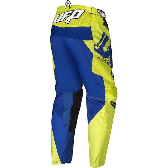 Pantalon de moto Ufo Cross Enduro modèle Draft Blue Neon Yellow