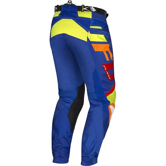Pantalon de moto Ufo Cross Enduro Modèle Shade Gear Bleu Rouge Jaune Fluo