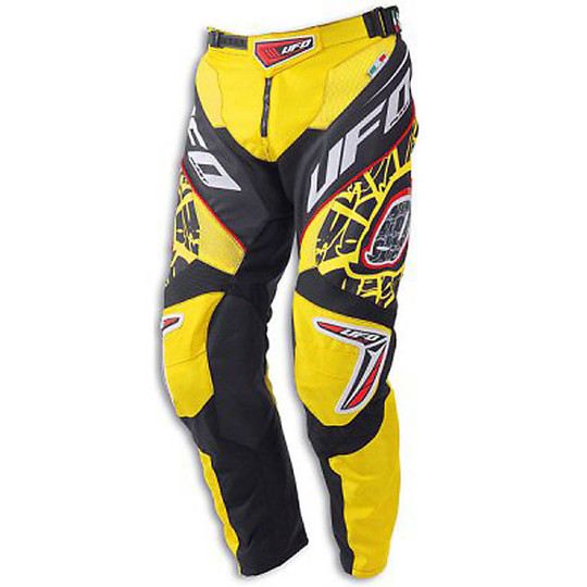 Pantalon de moto UFO Eclipse Cross Enduro fabriqué en Italie noir-jaune
