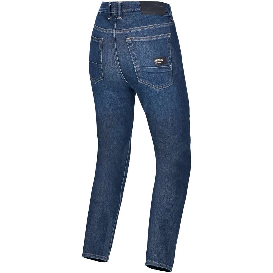 Pantalon en jean Alpinestars STELLA FLEX-AST 7 pour femme, bleu foncé, idéal pour la moto.