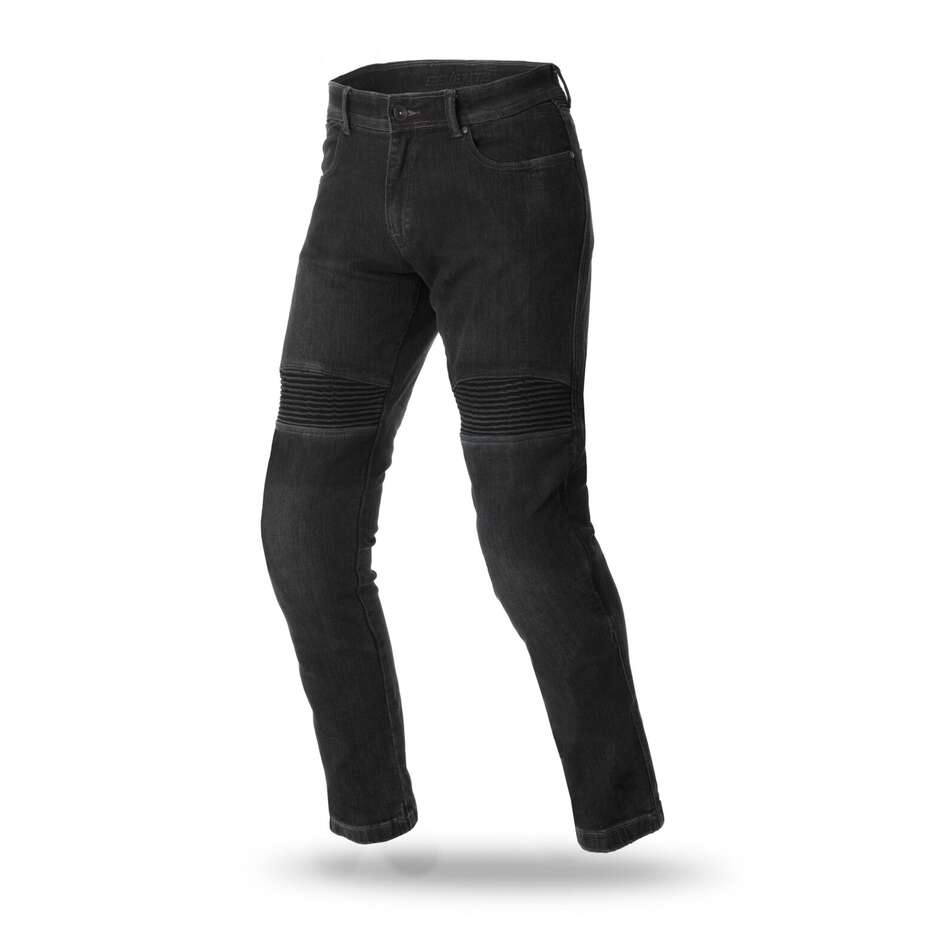 Pantalon Jeans Moto Seventy PJ6 Slim Noir