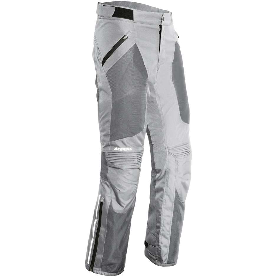 Pantalon moto Acerbis CE RAMSEY VENTED en tissu perforé gris clair
