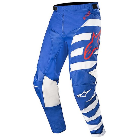 Pantalon Moto Alpinestars RACE BRAAP Cross Enduro Bleu Blanc Rouge