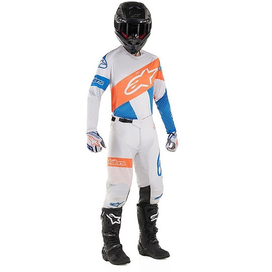 Pantalon Moto Alpinestars RACE TECH ATOMIC Cross Enduro Cool Gris Bleu Orange Fluo