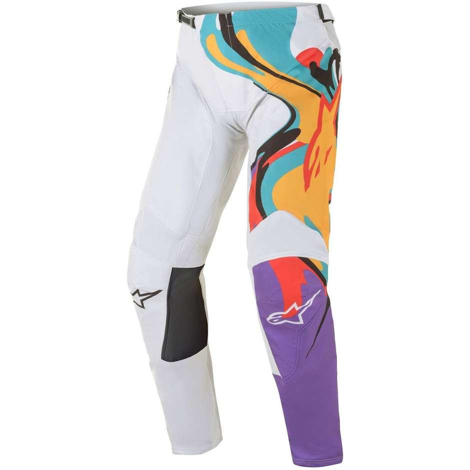 Pantalon Moto Alpinestars RACER FLAGHSHIP Cross Enduro Blanc Multicolore