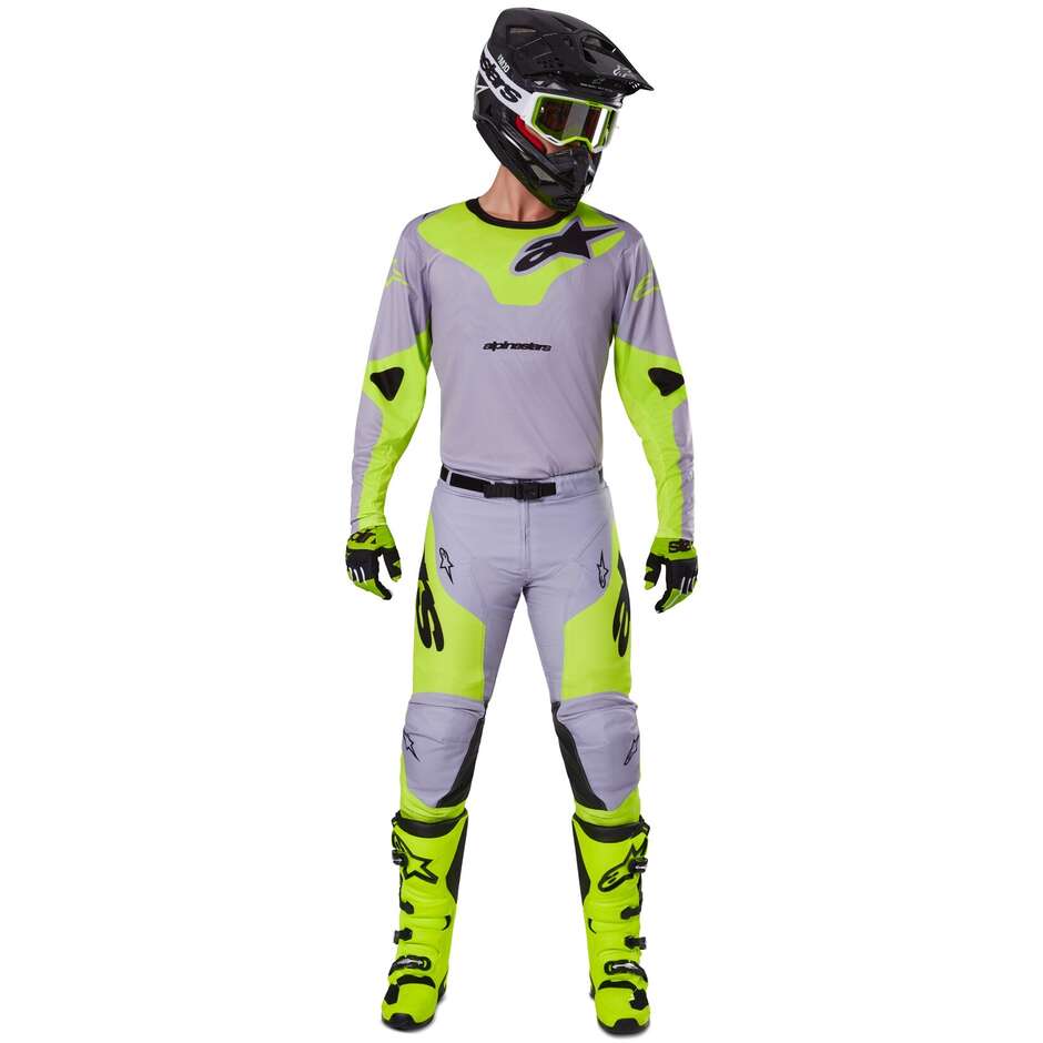Pantalon Moto Alpinestars RACER VEIL Cross Enduro Gris Jaune Fluo