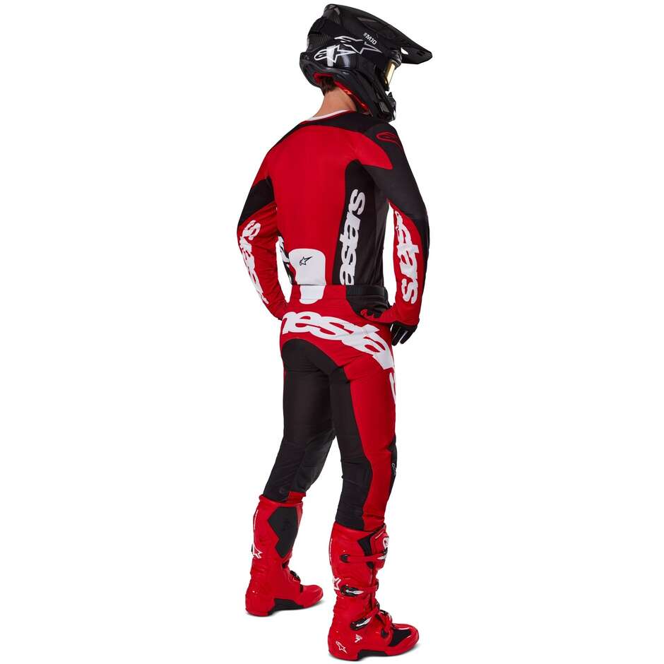 Pantalon Moto Alpinestars RACER VEIL Cross Enduro Noir Rouge Vif