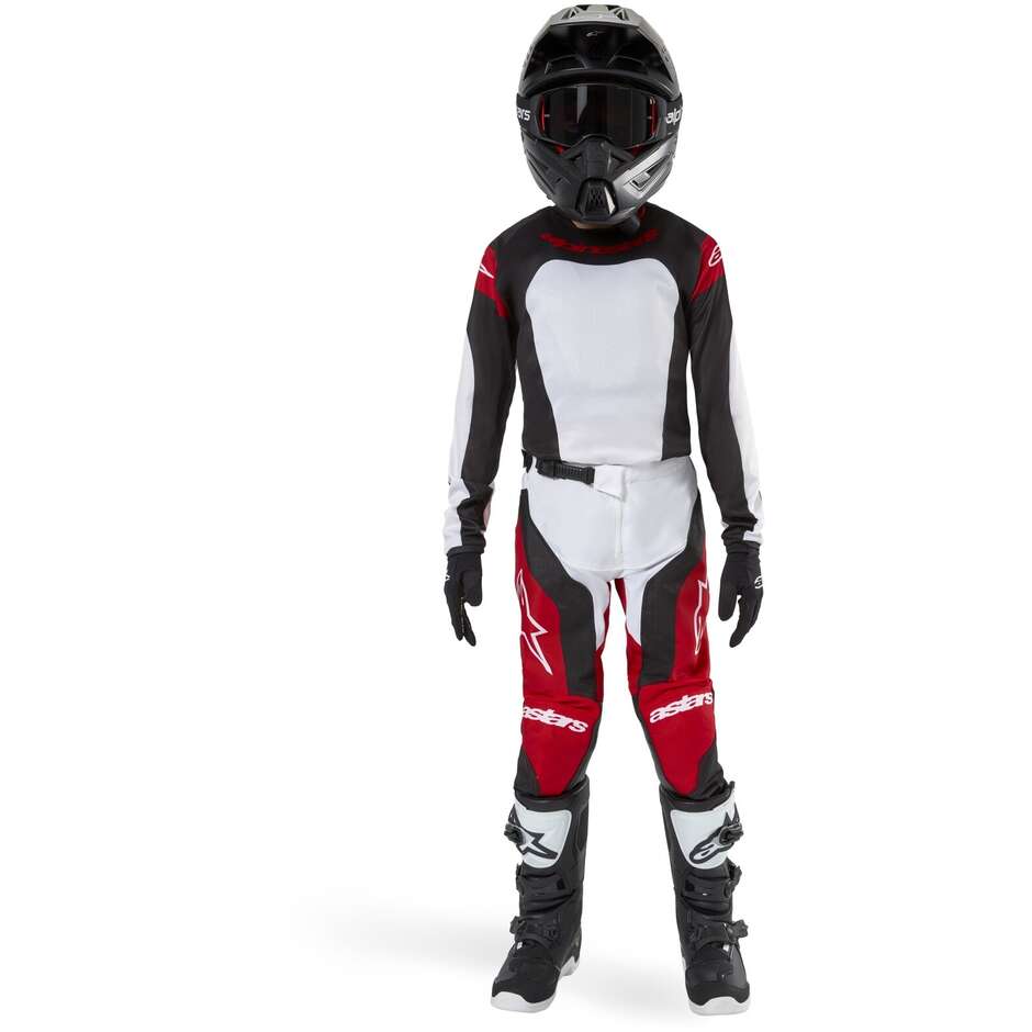 Pantalon moto Alpinestars YOUTH RACER OCURI Cross Enduro Enfant Rouge Blanc Noir
