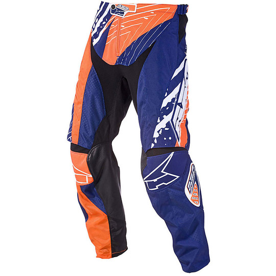 Pantalon Moto Axo Cross Enduro Modèle Grunge Orange Bleu