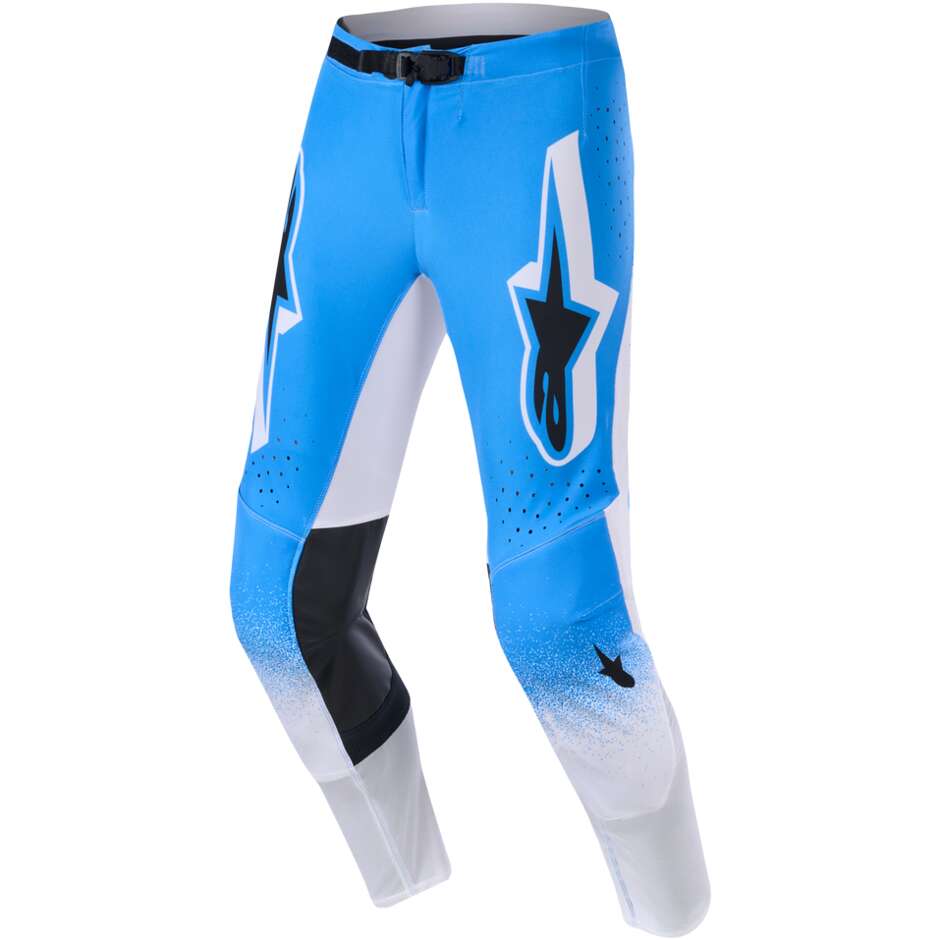 Pantalon moto cross enduro Alpinestars SUPERTECH SCENZ bleu clair blanc