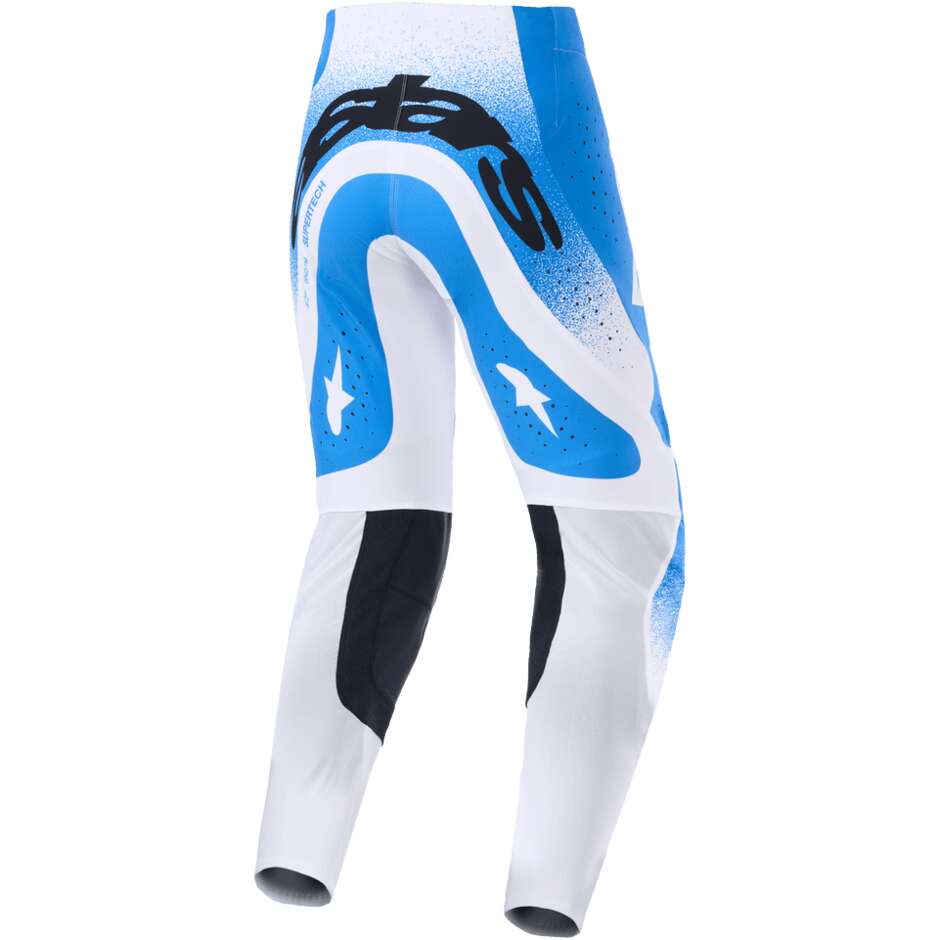 Pantalon moto cross enduro Alpinestars SUPERTECH SCENZ bleu clair blanc