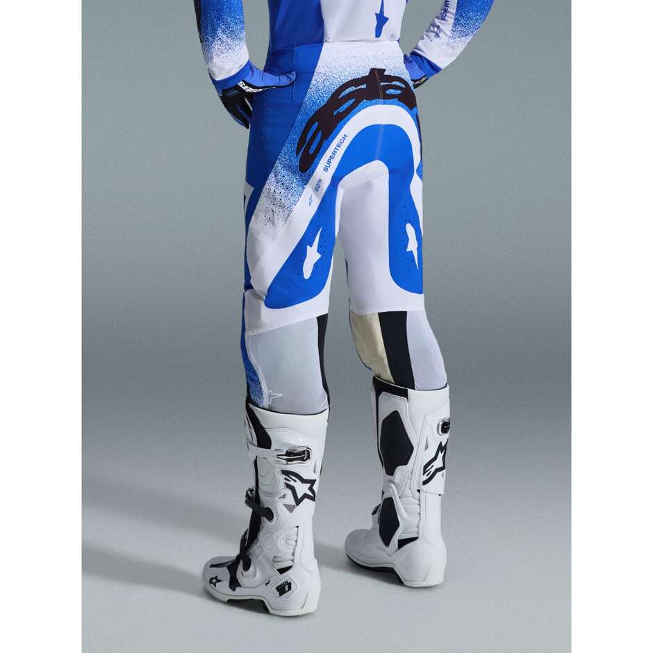 Pantalon moto cross enduro Alpinestars SUPERTECH SCENZ bleu clair blanc