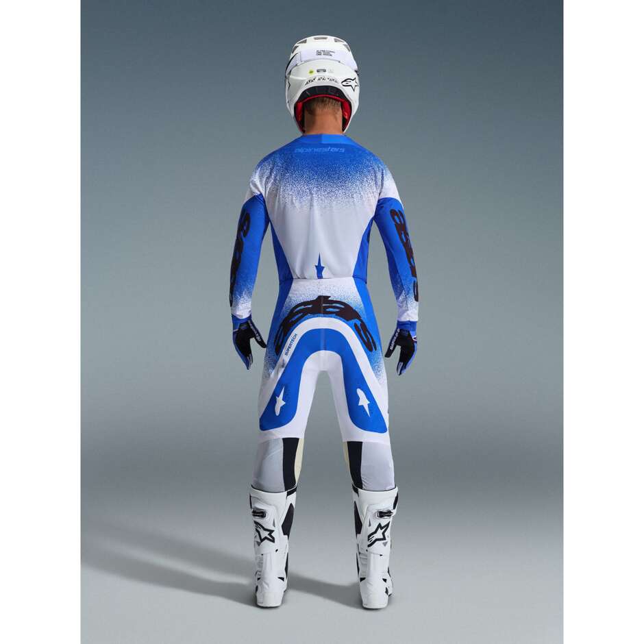 Pantalon moto cross enduro Alpinestars SUPERTECH SCENZ bleu clair blanc