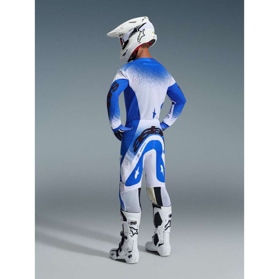 Pantalon moto cross enduro Alpinestars SUPERTECH SCENZ bleu clair blanc